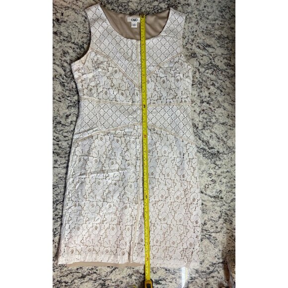 Cato Womens Sheath Mini Dress Size 8 White Crochet High Neck Sleeveless - Picture 6 of 7